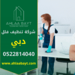 مشهد لفريق محترف من شركة تنظيف فلل في دبي أثناء تنفيذ خدمة تنظيف شاملة داخل فيلا حديثة.