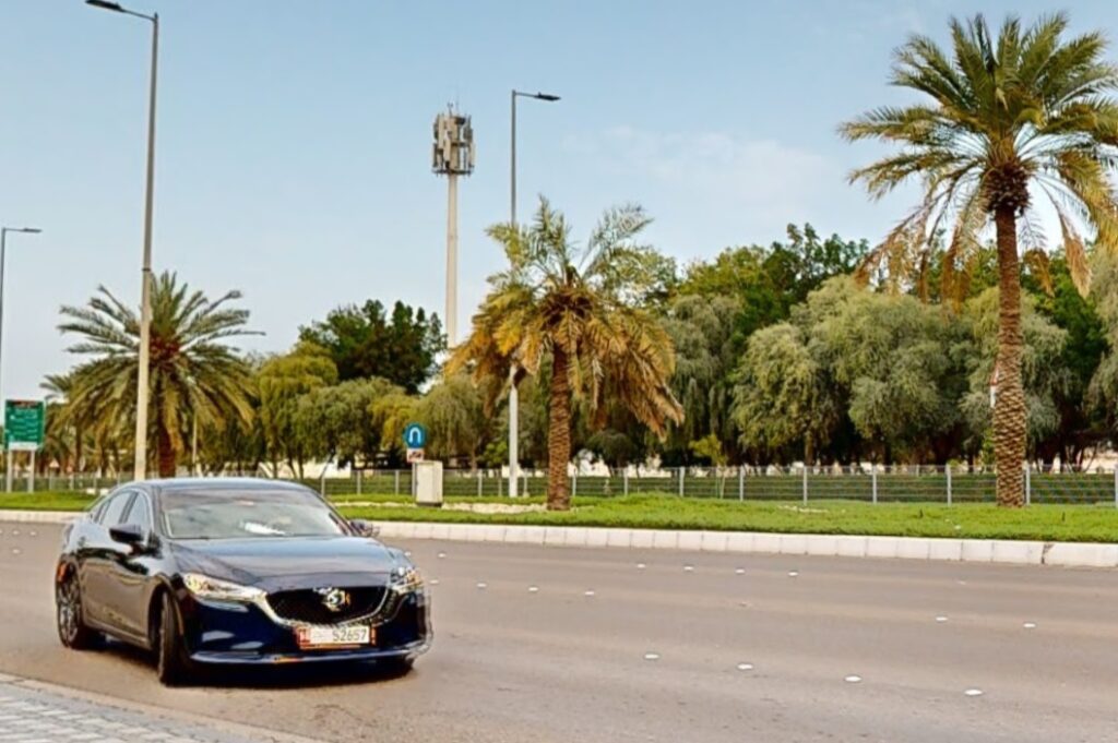 صورة من منطقة العريق تُظهر المباني السكنية المنظمة والشوارع الهادئة مع المساحات الخضراء.