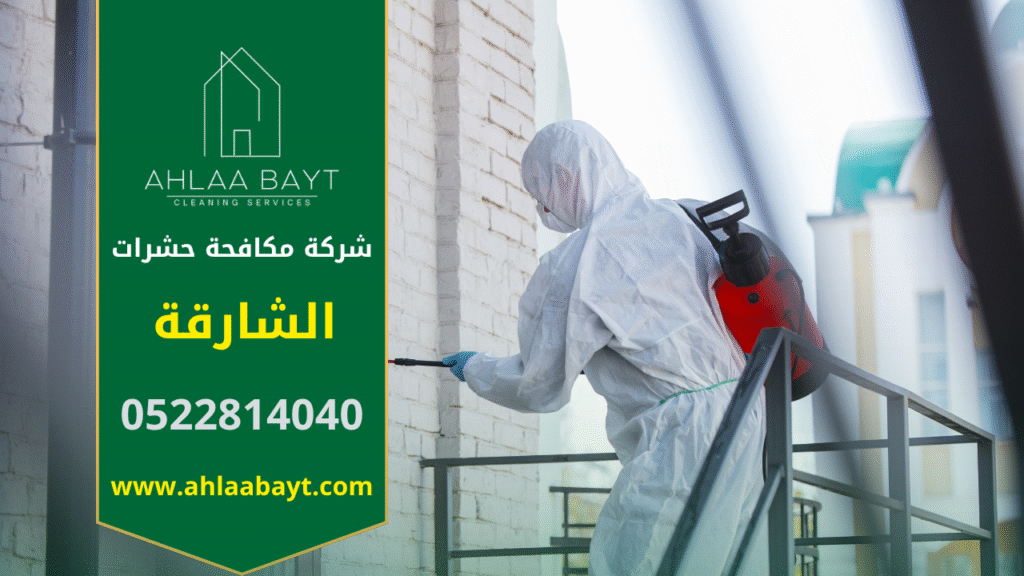 فريق متخصص من شركة مكافحة الحشرات في الشارقة يقوم برش المبيدات داخل منزل لضمان القضاء على الصراصير والنمل والفئران.