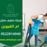 صورة توضح فريق عمل محترف من شركة تنظيف منازل في ام القيوين أثناء تنفيذ تنظيف شامل داخل منزل.